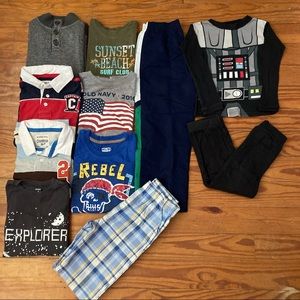 Boys Bundle of Size 6 Shirts, Pajamas and Pants. Star Wars, OshKosh BGosh & More